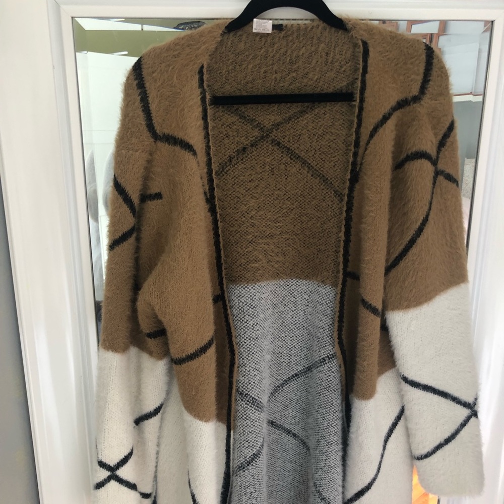Brown and White Super Soft Cardigan